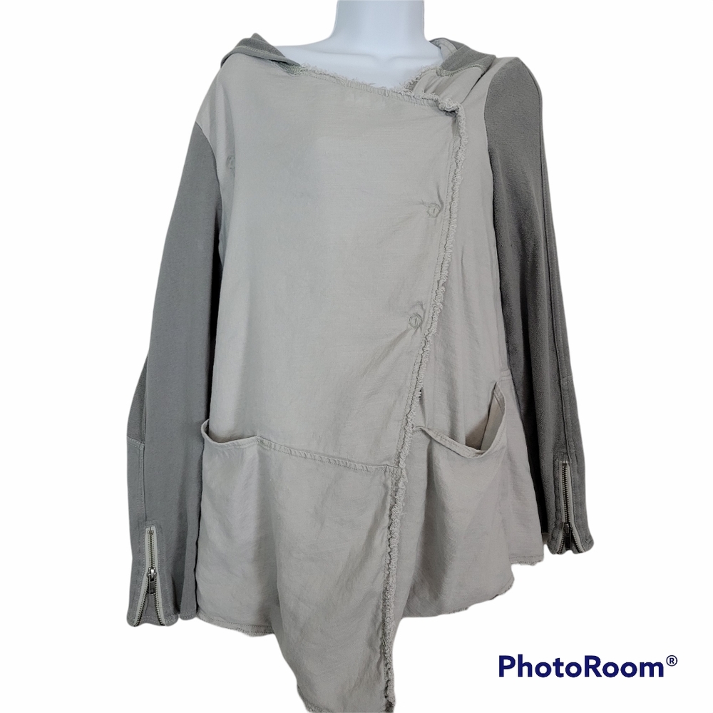 Free People Distressed Snap Hoodie Jacket in Small